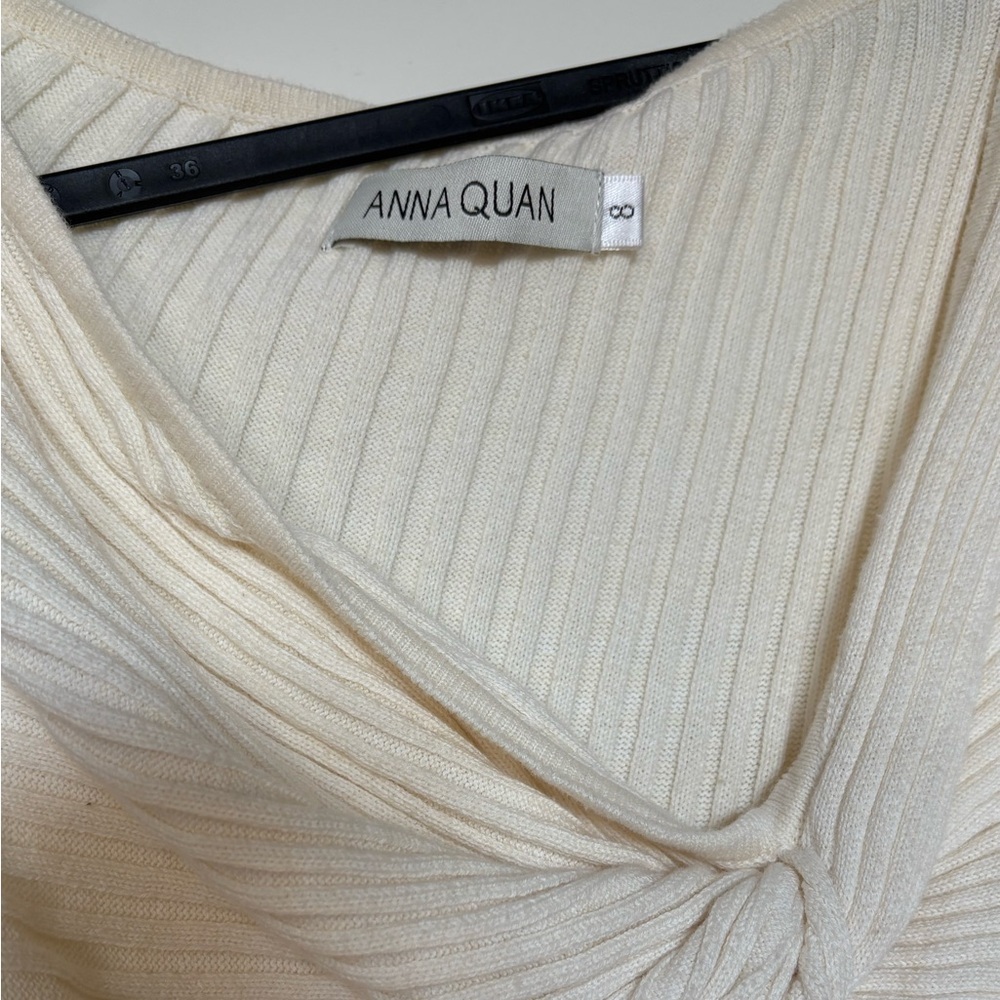 Anna Quan Zanita Wheat Ribbed Knit Twist Cut-Out Midi Dress - Picture 14 of 14